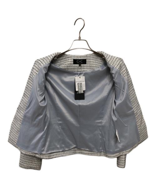 COUP DE CHANCE（クードシャンス）COUP DE CHANCE (クードシャンス) ノーカラージャケット／NO COLLAR JACKET ホワイト×ブラック サイズ:36の古着・服飾アイテム