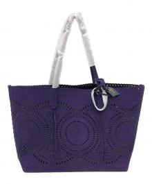 POLO RALPH LAUREN（ポロ・ラルフローレン）の古着「CUT WARK SUEDE LEATHER TOTE／カットワークスエードレザートート」｜パープル