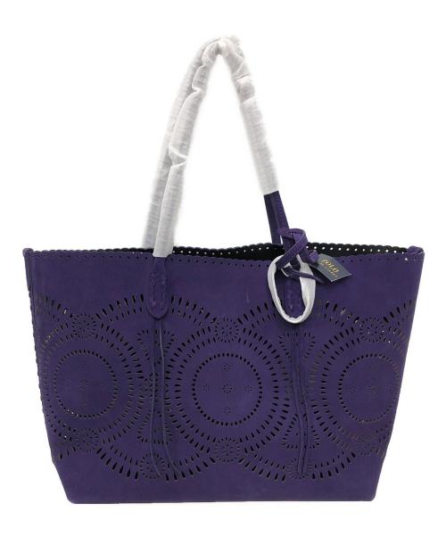 POLO RALPH LAUREN（ポロ・ラルフローレン）POLO RALPH LAUREN (ポロ・ラルフローレン) CUT WARK SUEDE LEATHER TOTE／カットワークスエードレザートート パープルの古着・服飾アイテム