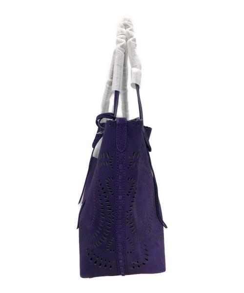 POLO RALPH LAUREN（ポロ・ラルフローレン）POLO RALPH LAUREN (ポロ・ラルフローレン) CUT WARK SUEDE LEATHER TOTE／カットワークスエードレザートート パープルの古着・服飾アイテム