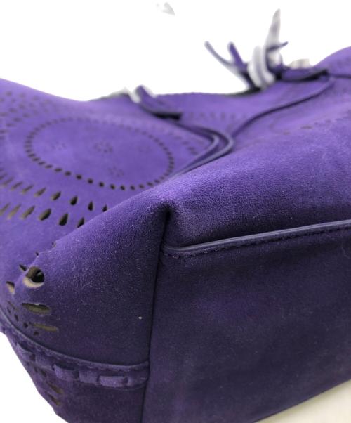 POLO RALPH LAUREN（ポロ・ラルフローレン）POLO RALPH LAUREN (ポロ・ラルフローレン) CUT WARK SUEDE LEATHER TOTE／カットワークスエードレザートート パープルの古着・服飾アイテム