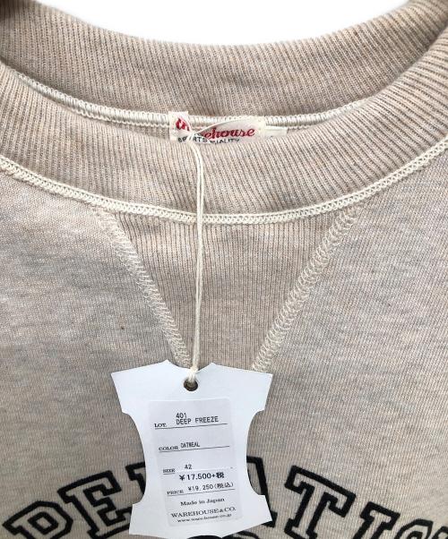 WAREHOUSE（ウエアハウス）WAREHOUSE (ウエアハウス) LOT.401 DEEP FREEZE SET IN SLEEVE SWEAT SHIRT／ロット401 ディープフリーズ セットインスリーブ スウェットシャツ ベージュ サイズ:42の古着・服飾アイテム