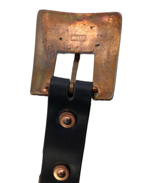 NORTH WORKS（ノースワークス）NORTH WORKS (ノースワークス) WESTOVERALLS (ウエストオーバーオールズ) BRIDLE LEATHER×COPPER BELT／ブライドルレザー×カッパー ベルト ネイビーの古着・服飾アイテム