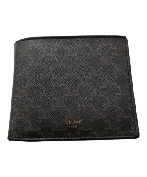 CELINE（セリーヌ）CELINE (セリーヌ) トリオンフ キャンバス ウォレット／TRIUMPH CANVAS WALLET ブラック×ダークブラウンの古着・服飾アイテム