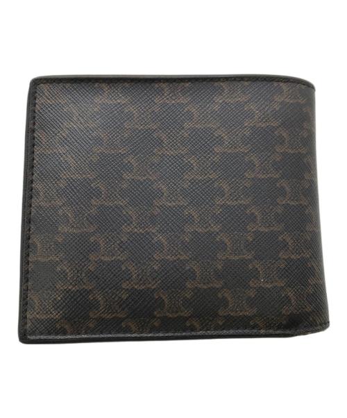 CELINE（セリーヌ）CELINE (セリーヌ) トリオンフ キャンバス ウォレット／TRIUMPH CANVAS WALLET ブラック×ダークブラウンの古着・服飾アイテム