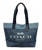 COACHコーチ）の古着「デニム リファインド トートバッグ／DENIM REFINED TOTE BAG」｜インディゴ