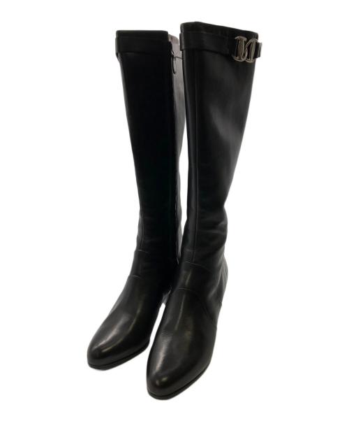 Salvatore Ferragamo（サルヴァトーレ フェラガモ）Salvatore Ferragamo (サルヴァトーレ フェラガモ) ロングブーツ／LONG BOOTS ブラック サイズ:6　Dワイズの古着・服飾アイテム
