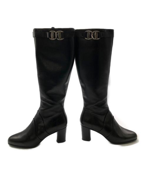 Salvatore Ferragamo（サルヴァトーレ フェラガモ）Salvatore Ferragamo (サルヴァトーレ フェラガモ) ロングブーツ／LONG BOOTS ブラック サイズ:6　Dワイズの古着・服飾アイテム