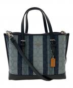 COACHコーチ）の古着「ストライプ ジャガード モリー 25／STRIPE JACQUARD MOLLIE 25」｜ブルー