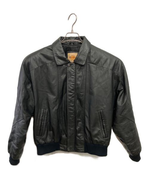 Hard Rock cafe（ハードロックカフェ）Hard Rock cafe (ハードロックカフェ) 90'S エンボスド レザーブルゾン／90'S EMBOSSED LEATHER BLOUSON ブラック サイズ:Mの古着・服飾アイテム