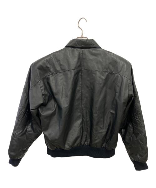Hard Rock cafe（ハードロックカフェ）Hard Rock cafe (ハードロックカフェ) 90'S エンボスド レザーブルゾン／90'S EMBOSSED LEATHER BLOUSON ブラック サイズ:Mの古着・服飾アイテム