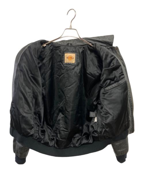 Hard Rock cafe（ハードロックカフェ）Hard Rock cafe (ハードロックカフェ) 90'S エンボスド レザーブルゾン／90'S EMBOSSED LEATHER BLOUSON ブラック サイズ:Mの古着・服飾アイテム