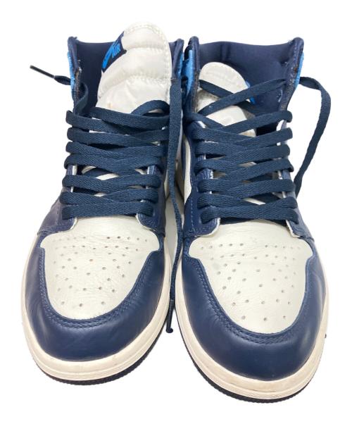 NIKE（ナイキ）NIKE (ナイキ) エアジョーダン1 レトロハイ／AIR JORDAN1 RETRO HIGH ホワイト×ブルー サイズ:27.5cmの古着・服飾アイテム