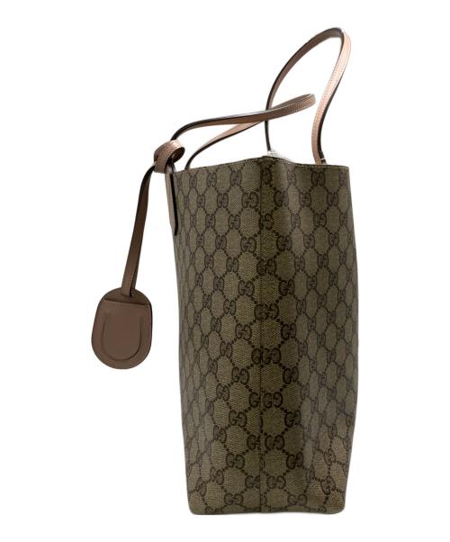 GUCCI（グッチ）GUCCI (グッチ) GGスプリーム トートバッグ ベージュ×ピンクの古着・服飾アイテム