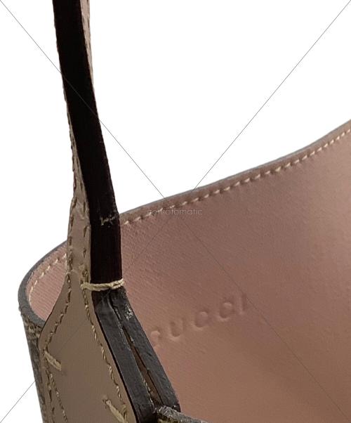 GUCCI（グッチ）GUCCI (グッチ) GGスプリーム トートバッグ ベージュ×ピンクの古着・服飾アイテム