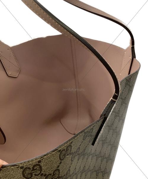 GUCCI（グッチ）GUCCI (グッチ) GGスプリーム トートバッグ ベージュ×ピンクの古着・服飾アイテム