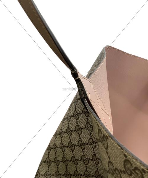 GUCCI（グッチ）GUCCI (グッチ) GGスプリーム トートバッグ ベージュ×ピンクの古着・服飾アイテム