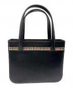 Burberry'sバーバリー）の古着「レザートートバッグ」｜ブラック