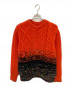 Coohemコーヘン）の古着「厚手ニット/GRADATION ARAN PULLOVER」｜オレンジ×ブラック