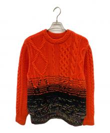 Coohem（コーヘン）の古着「厚手ニット/	GRADATION ARAN PULLOVER」｜オレンジ×ブラック