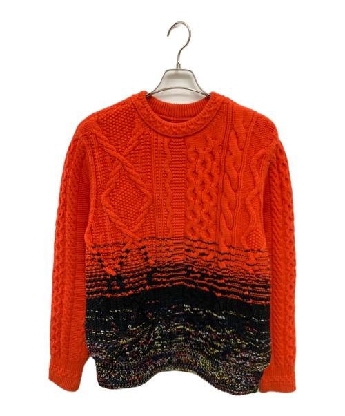 Coohem（コーヘン）Coohem (コーヘン) 厚手ニット/	GRADATION ARAN PULLOVER オレンジ×ブラック サイズ:50の古着・服飾アイテム