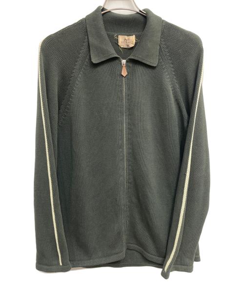 HERMES（エルメス）HERMES (エルメス) ニットジャケット オリーブ サイズ:Lの古着・服飾アイテム