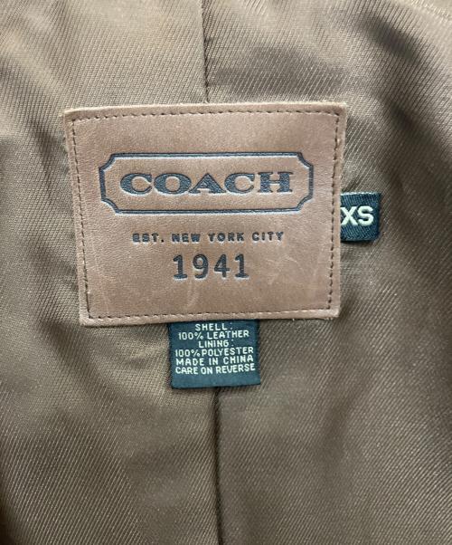 COACH（コーチ）COACH (コーチ) レザージャケット ベージュ サイズ:XSの古着・服飾アイテム