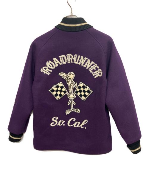 whitesville（ホワイツビル）whitesville (ホワイツビル) LOONEY TUNES (ルーニーチューンズ) スタジャン/WHITESVILLE PHARAOH JACKET ROAD RUNNER パープル サイズ:38の古着・服飾アイテム
