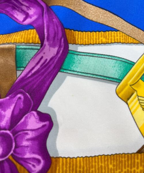 HERMES（エルメス）HERMES (エルメス) グラン マネージュ デタイユ ピンク×ブルー サイズ:90×90の古着・服飾アイテム