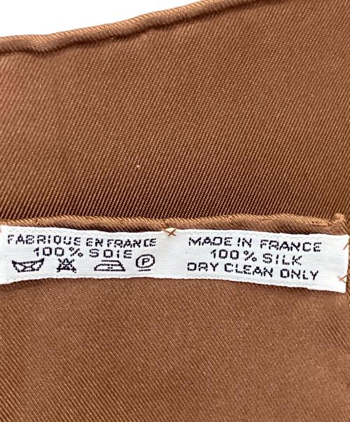HERMES（エルメス）HERMES (エルメス) シルクスカーフ オレンジ×ブラウン サイズ:90×90の古着・服飾アイテム