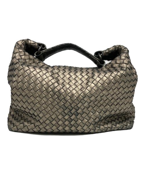 BOTTEGA VENETA（ボッテガベネタ）BOTTEGA VENETA (ボッテガベネタ) イントレチャート　ハンドバッグ ゴールドの古着・服飾アイテム