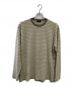 BATONER×nanamicaバトナ―×ナナミカ）の古着「スムースウール ボーダー クルーネックセーター」｜ベージュ×グリーン