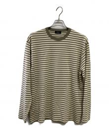 BATONER×nanamica（バトナ―×ナナミカ）の古着「スムースウール ボーダー クルーネックセーター」｜ベージュ×グリーン