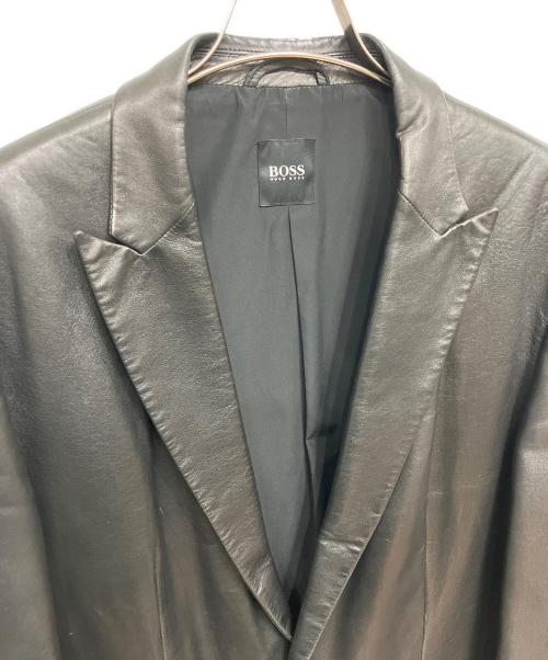 BOSS HUGO BOSS（ボス ヒューゴボス）BOSS HUGO BOSS (ボス ヒューゴボス) レザージャケット ブラック サイズ:52の古着・服飾アイテム