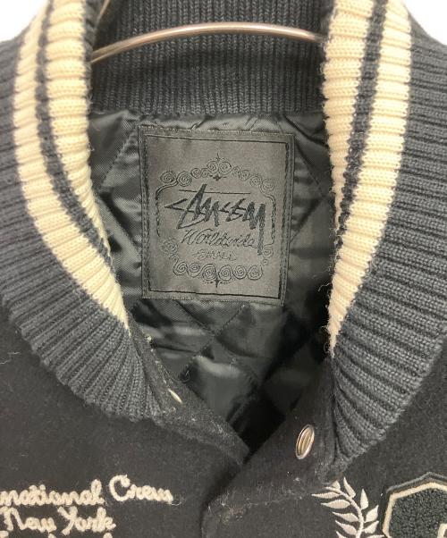 stussy（ステューシー）stussy (ステューシー) 25th Anniversary VARSITY LEATHER JACKET ブラック サイズ:Sの古着・服飾アイテム