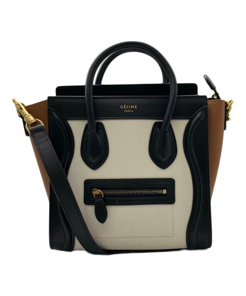 CELINE（セリーヌ）CELINE (セリーヌ) 2WAYバッグ ホワイト×ブラックの古着・服飾アイテム