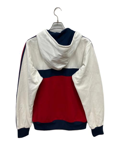 adidas（アディダス）adidas (アディダス) ジップパーカー レッド×ホワイト サイズ:Lの古着・服飾アイテム
