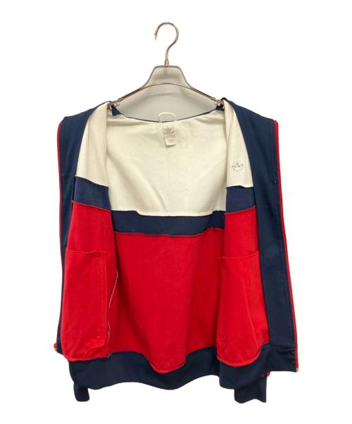 adidas（アディダス）adidas (アディダス) ジップパーカー レッド×ホワイト サイズ:Lの古着・服飾アイテム