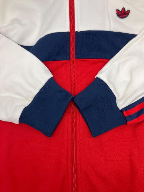 adidas（アディダス）adidas (アディダス) ジップパーカー レッド×ホワイト サイズ:Lの古着・服飾アイテム
