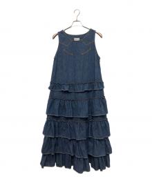 maturely（マチュアリー）の古着「ノースリーブ・キャミソールワンピース/Denim&Jacqard Western Dress」｜インディゴ
