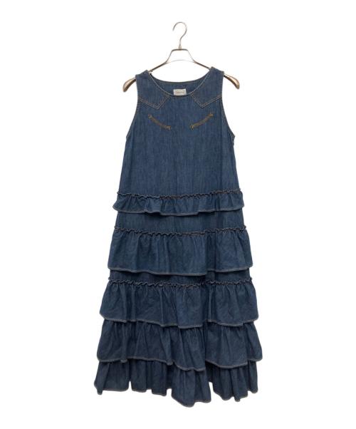 maturely（マチュアリー）maturely (マチュアリー) ノースリーブ・キャミソールワンピース/Denim&Jacqard Western Dress インディゴ サイズ:不明の古着・服飾アイテム