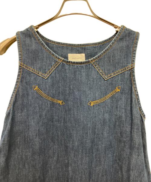 maturely（マチュアリー）maturely (マチュアリー) ノースリーブ・キャミソールワンピース/Denim&Jacqard Western Dress インディゴ サイズ:不明の古着・服飾アイテム