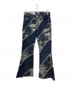 TAAKKターク）の古着「デニムパンツ/TAAKK DENIM FLARE 5 POCKET PANTS BLEACH」｜ネイビー