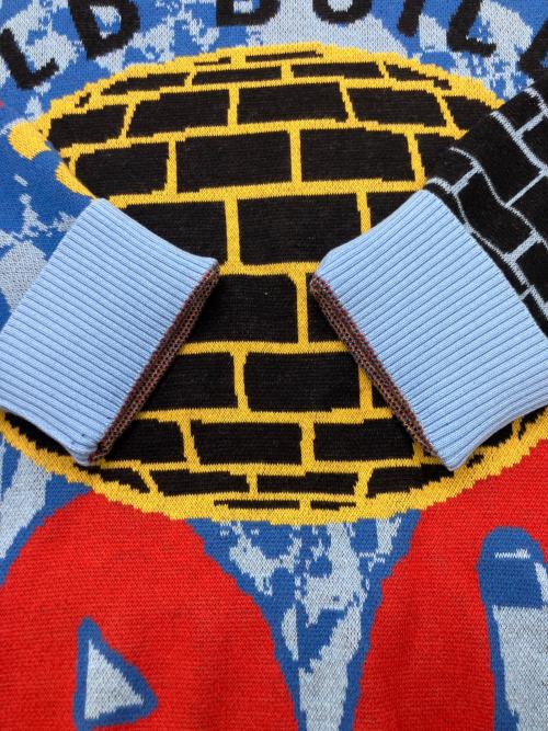PAM（パム）PAM (パム) 厚手ニット/WORLD BUILDING GRAPHIC JACQUARD SWEATER スカイブルー サイズ:Mの古着・服飾アイテム