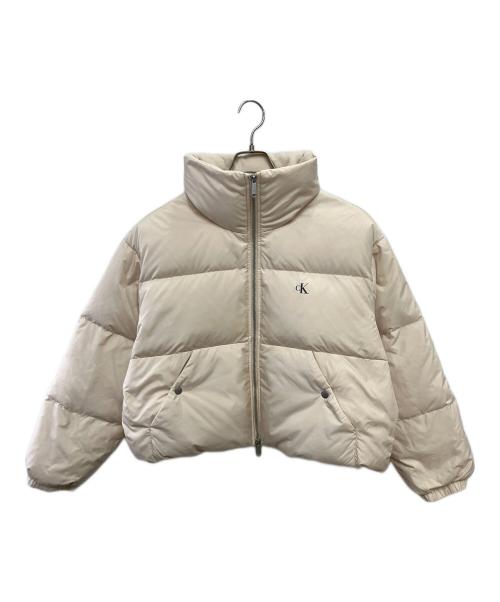 Calvin Klein Jeans（カルバンクラインジーンズ）Calvin Klein Jeans (カルバンクラインジーンズ) ダウンジャケット ベージュ サイズ:Mの古着・服飾アイテム