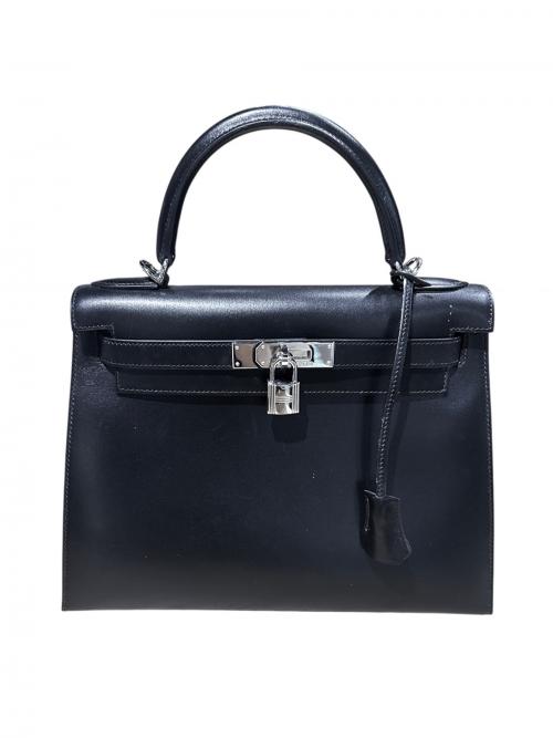 HERMES（エルメス）HERMES (エルメス) Kelly 28 ケリー 28/外縫い/ボックスカーフ/ブラック/▢D刻印：2000年製造/シルバー金具 ブラック サイズ:28の古着・服飾アイテム