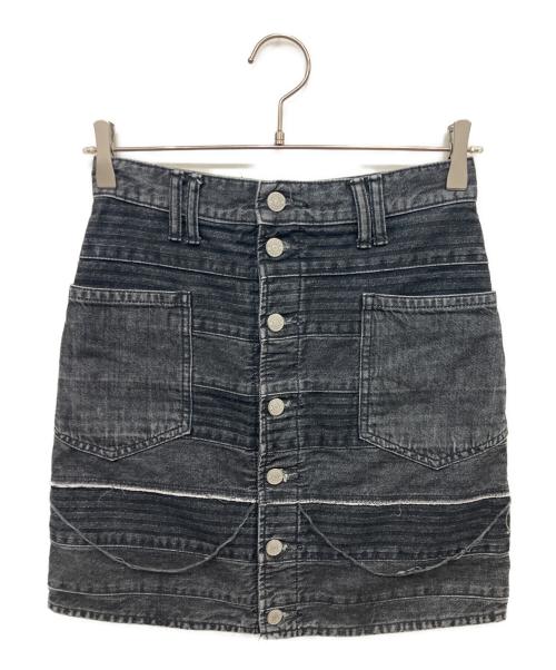 Hysteric Glamour（ヒステリックグラマー）Hysteric Glamour (ヒステリックグラマー) スクラッチAラインデニムミニスカート ブラック サイズ:W25の古着・服飾アイテム