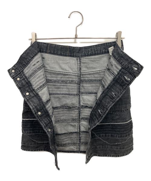Hysteric Glamour（ヒステリックグラマー）Hysteric Glamour (ヒステリックグラマー) スクラッチAラインデニムミニスカート ブラック サイズ:W25の古着・服飾アイテム