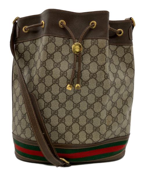 GUCCI（グッチ）GUCCI (グッチ) 巾着ショルダーバッグ ブラウンの古着・服飾アイテム