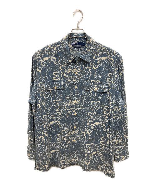 POLO RALPH LAUREN（ポロ・ラルフローレン）POLO RALPH LAUREN (ポロ・ラルフローレン) 長袖シャツ スカイブルー×ベージュ サイズ:Lの古着・服飾アイテム